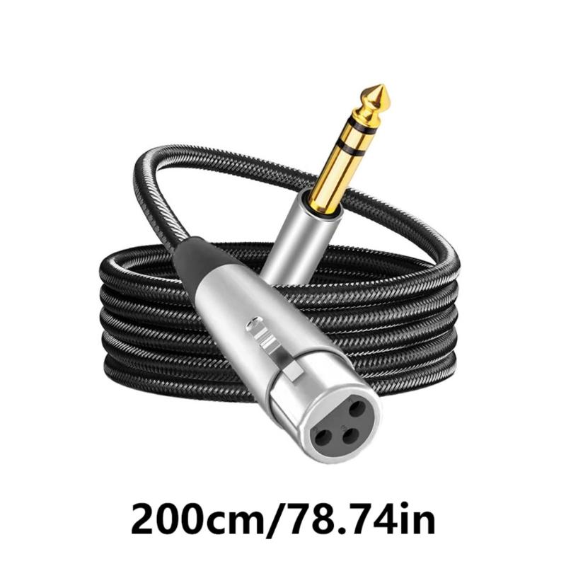 Nylon Braideds 3Pin Female to 6.35mm Stereo Sound Cable with Gold Plateds Connectors for Clear Signal Transmission