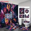 4Pcs K-Pop Demon Hunters Print Bathroom Set Toilet Cover Pad 1Pc Privacy Waterproof Shower Curtain With 12 Hook Decoration