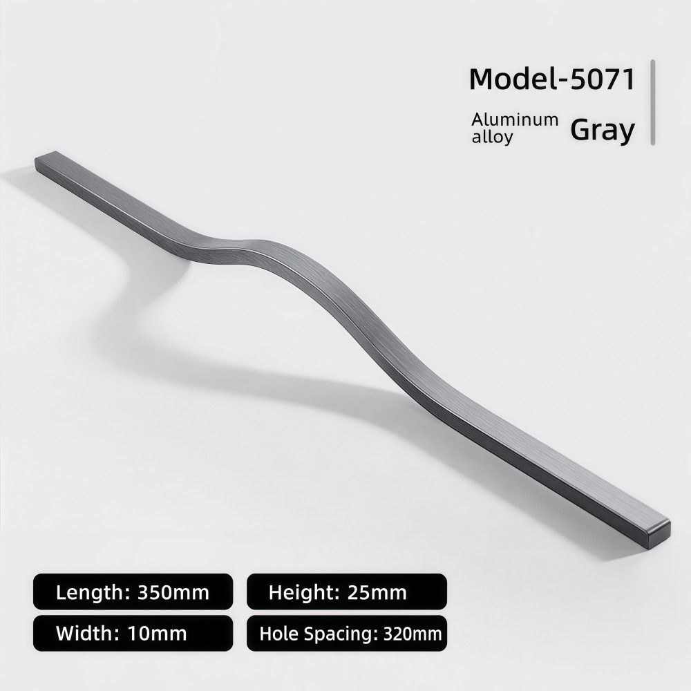 Aluminum Alloy Cabinet Pull Handle Multiple Sizes Brushed Wardrobe Door Pull Long-bar Sleek Curved Furniture Handle