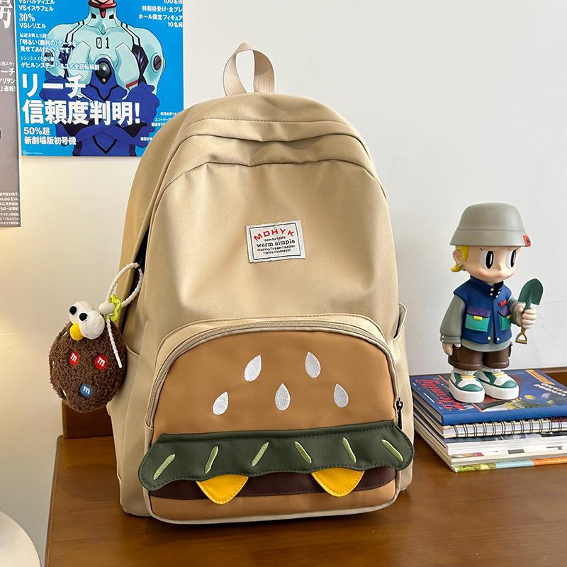 Koreanische Version Nischendesign Sinn Hamburger Niedlich Große Kapazität Campus Lässiger Rucksack Reise Rucksack Mittelschüler Buch .