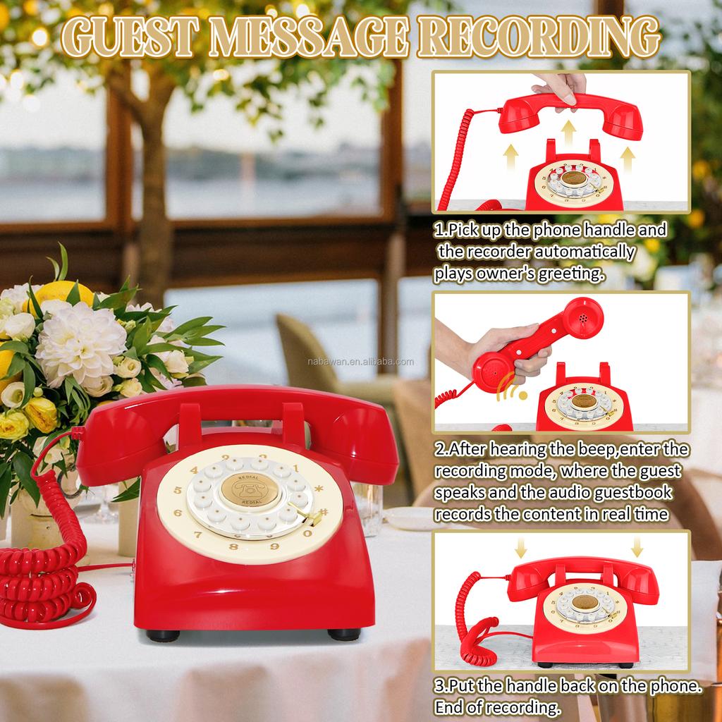 Starožitný Starý Telefon Hlasová Zpráva Telefon Retro Audio Kniha Hostů Telefonní Záznamník s Hlasovou Zprávou