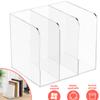 Desktop Bookshelf Acrylic Transparent File Organizer with 3 Compartments Magazine Storage Rack for Home Office and School