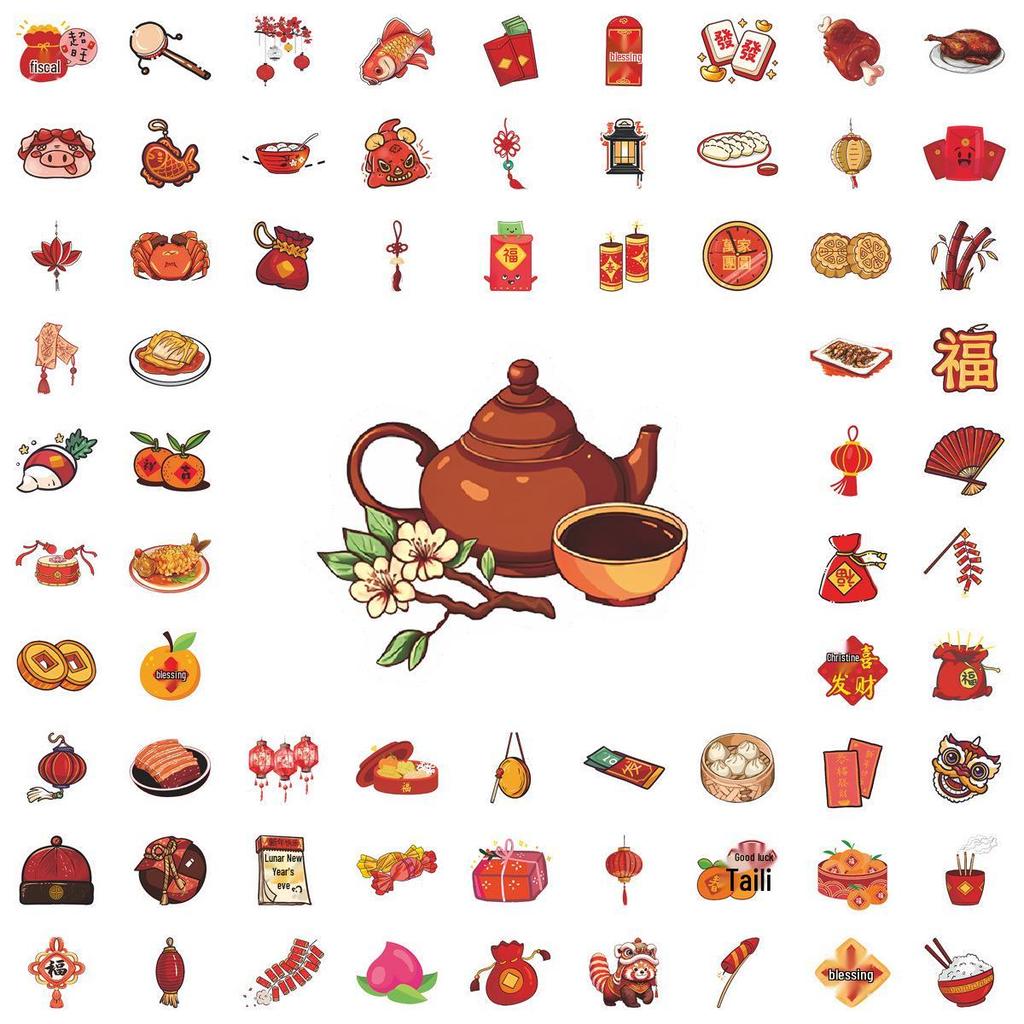 85 Festive New Year Fortune Stickers for Spring Festival & Chinese Decorative Trends