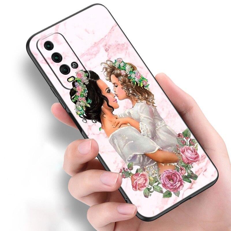 Miminko máma dívka chlapec mramorové silikonové pouzdro na telefon Xiaomi Redmi Note 11 10 9 8 Pro 11T 10T 10S 9S 8T 9 9A 9C 9T černý měkký kryt