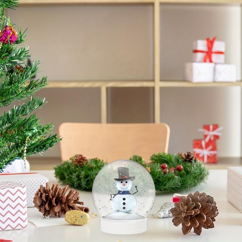 DIY Clear Plastic Crystal Ball Christmas Snowball with Screw-On Lid for Holiday Desktop And Hanging Decorations