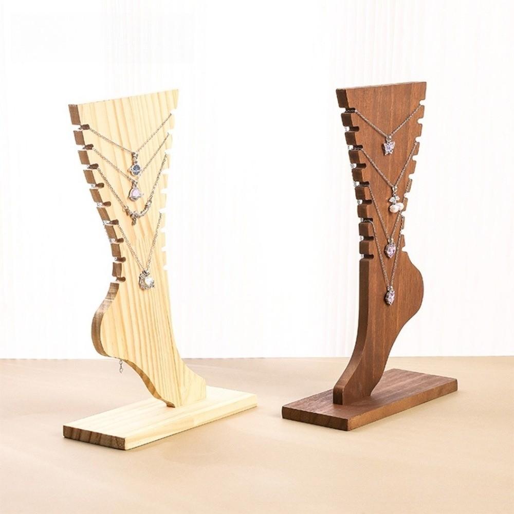 Creative Wooden Necklace Frame Foot Shaped Jewelry Storage Rack Jewelry Display Props  Tabletop
