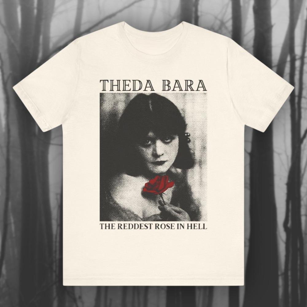 The Reddest Rose of Hell Cedar Bara Tshirt femme fatale actress Tshirt vampire style Unisex streetwear top for all seasons 4XL