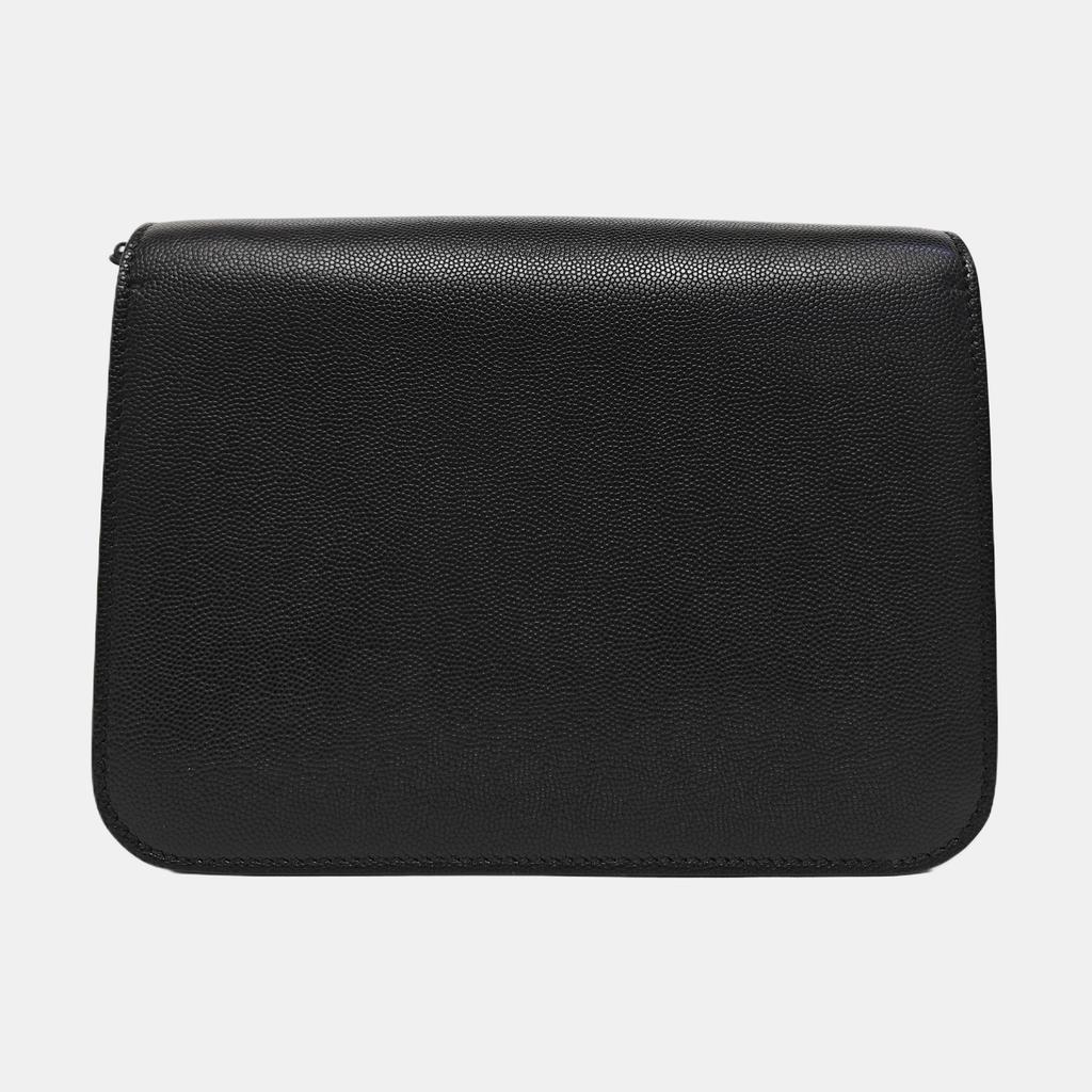 [Gebraucht] Tb Kleine Schwarze Leder Geprägte Tb Schultertasche Crossbody Tasche Goldene Beschläge Abnehmbarer Riemen - Ausgezeichnet #1BWBCE