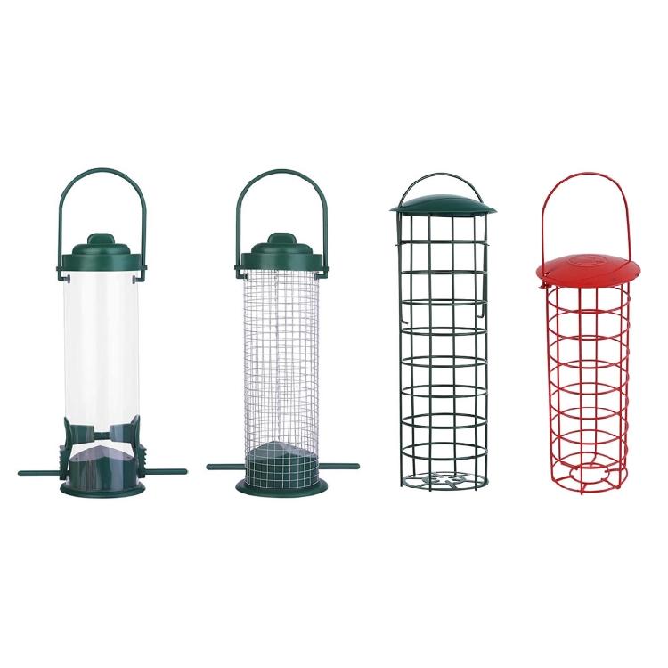 Hanging Wild Bird Feeder Clear Tube Suet Metal Bird Feeders for Outdoor Garden