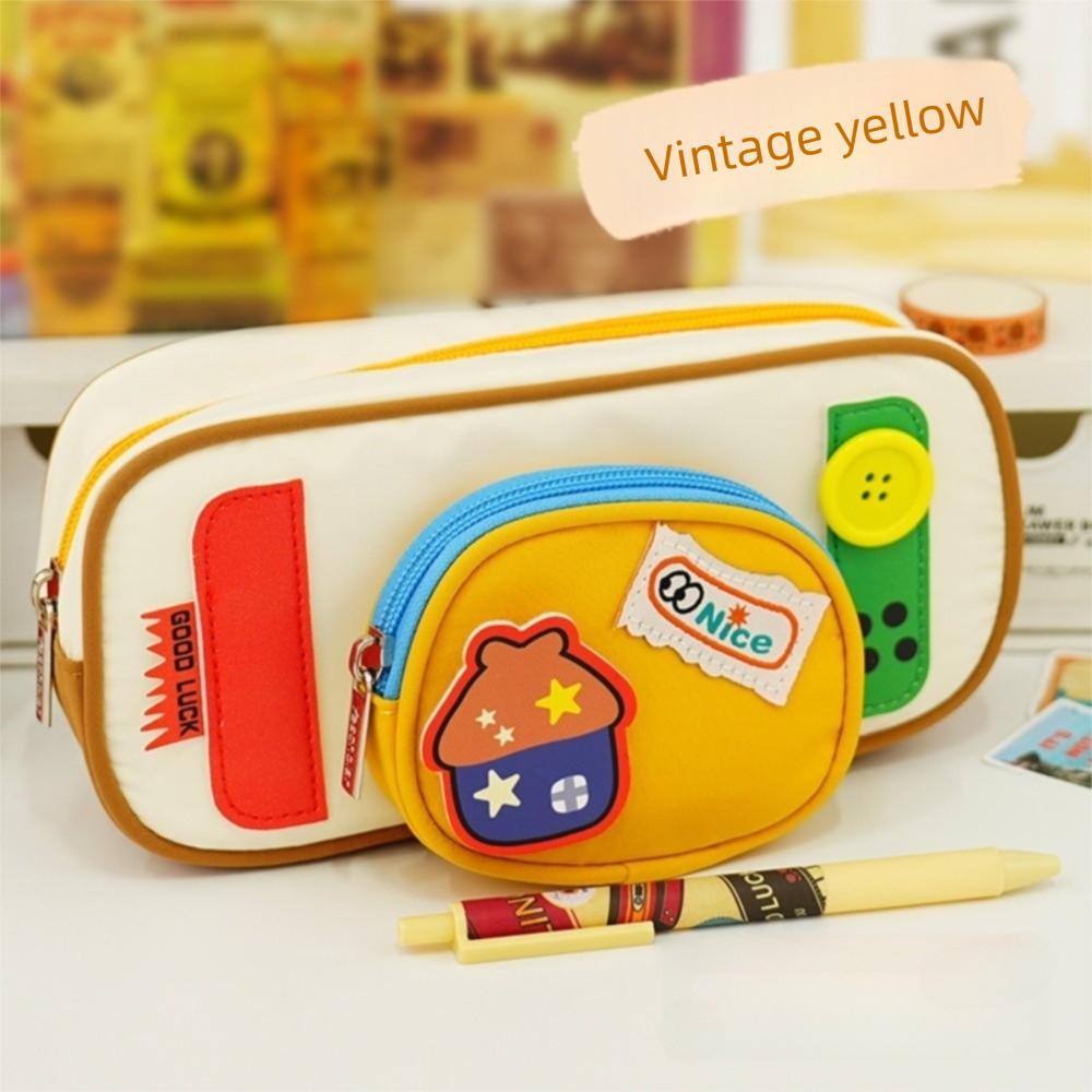 Cartoon Cartoon Pencil Case Large Capacity Multilayer Stationery Bag Pen Box For School Office жёлтый