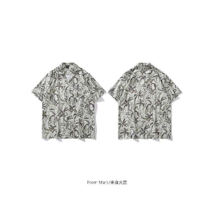 Summer New Men's Casual Beach Style Retro Lazy Style Full Printed Flower Design Sense Half Sleeve Flower Shirt