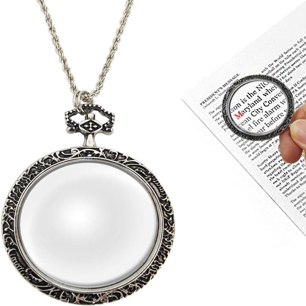 40mm Diameter Lens Magnifying Glass Necklace 10X Magnification Magnifier Pendant  Vision Aid