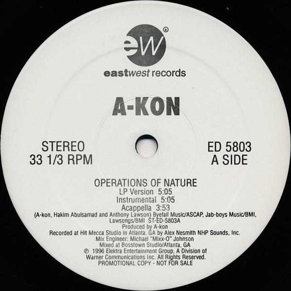 

12inch Record AKON - Operations Of Nature ED5803 Eastwest Record 1996 US Rap & Hip-Hop/R&B Used