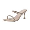 2025 Summer New Rhinestone One-word Strap High Heel Half-drag Women's Sandals High Heels Thin Heel Transparent Fairy Style Slippers