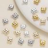 2Pcs/Pack 14/18K Gold Plated Flowers Shape Pendants with Zircon for Necklace Bracelets Jewelry Making Supplies Accessories