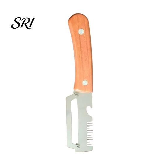 Ergonomic Wood Handle Knife Vegetable Peeler with 2-in-1 Fruit And Bottle Opener Non-slip Wide Curved Blade Kitchen Peeling Tool for Potatoes