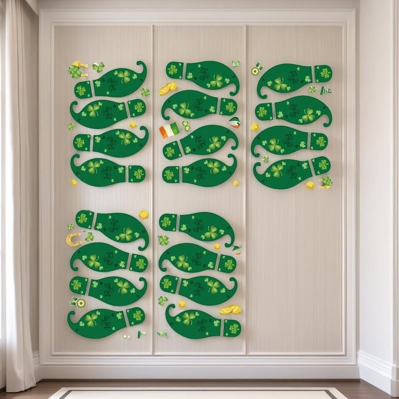 5pcs Footprint Stickers for St. Patrick's Day in Lreland, Floor Stickers, Window Stickers, Glass Door Decorative Wall Stickers