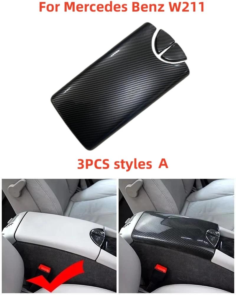 2025 Hot Racing Grills Carbon fiber Car Center Console Lid panel Armrest Box Trim Protective Cover Stickers For Mercedes Benz E