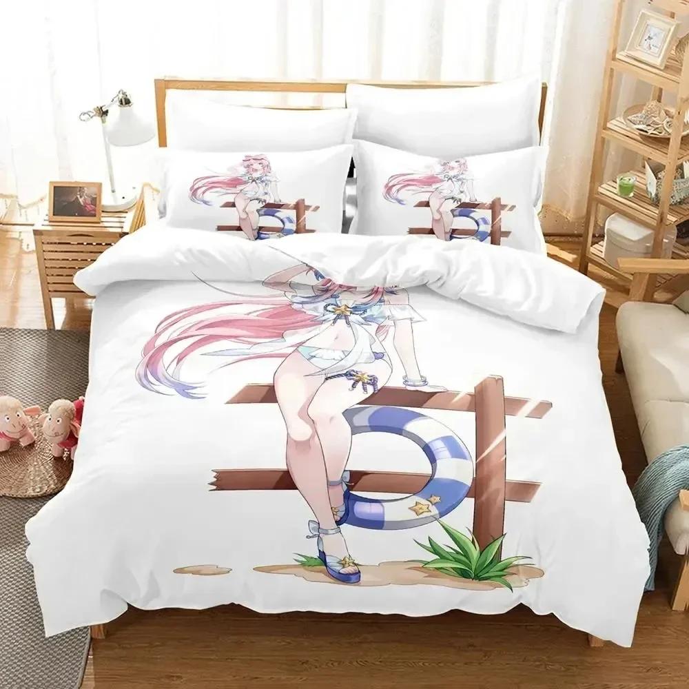 Anime Genshin Impact Sangonomiya Kokomi Sängkläder Set Sovrum Mjuk Modern Sängöverkast Bekväm Påslakan Täcke Örngott