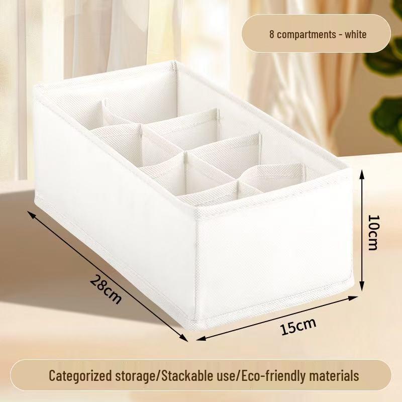 Underwear and Socks Organizer: Home Fabric 4-Piece Lidless Storage Set for Scarves, Socks, and Bras.