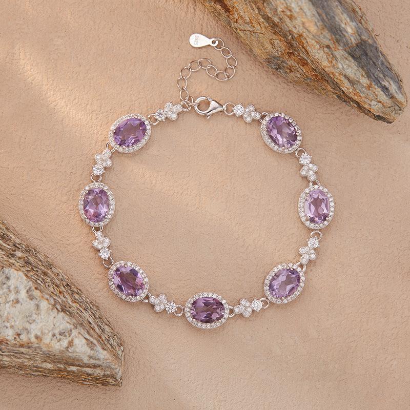 Argento Sterling 925 Colore Gioielli Tesoro Citrino Naturale Ametista Topazio Bracciale Donna