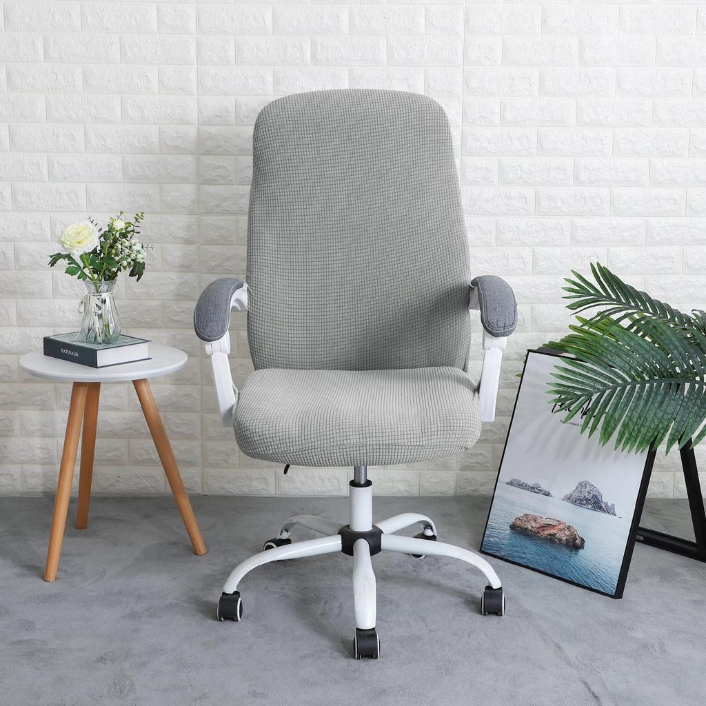 Cover For Swivel Office Chair, Light Grey Jacquard