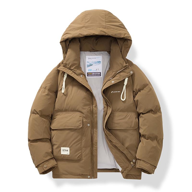 

2025 Fall/Winter New Down Jacket Men s Korean Version Loose Fleece Thickened Short White Duck Down Jacket 4XL темно-коричневого