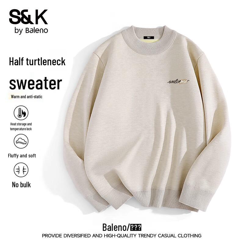 Baleno Men's S&K Heavyweight Fleece-Lined Semi-High Collar Sweater