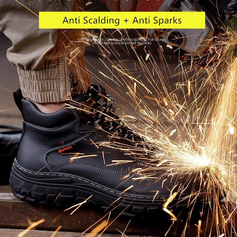 Waterproof Work Shoes Men Labor Shoes Anti-slip Leather Safety Shoes Men Safety Shoes Steel Toe Safety Sneakers for Work