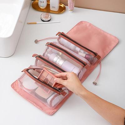 Trousse de toilette de voyage portable 4 en 1 de grande capacité avec trousse de toilette pliable