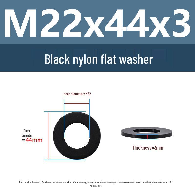 Yigu High-Temperature Insulated Black Nylon Flat Washer (M2, M3, M10, M16, M24)