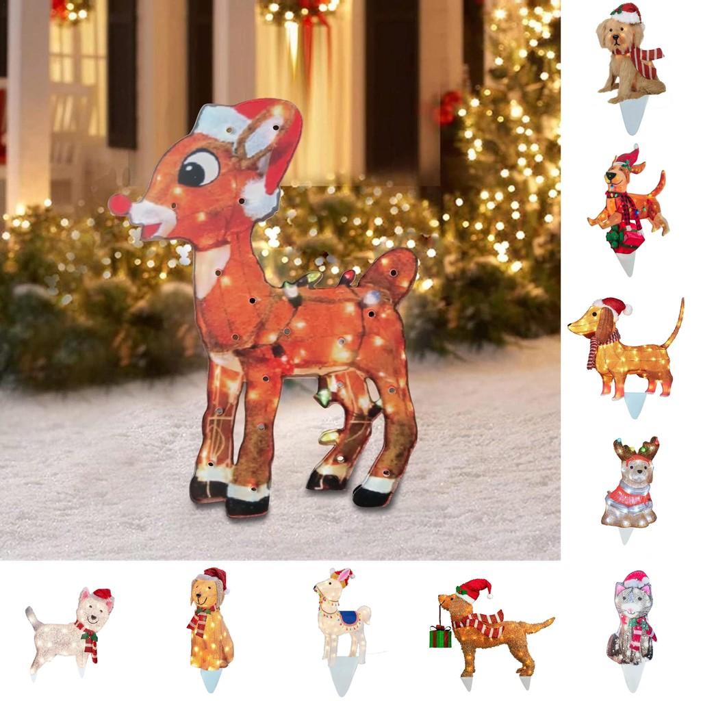 Outside Christmas Decorations Light Up Animals Dog Santa Clausoutside Supplies