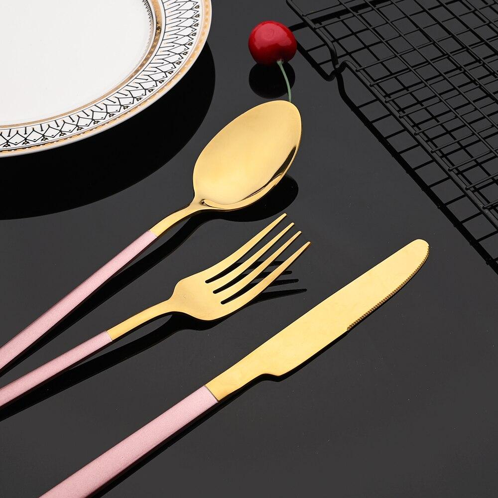 Gold Dinnerware Set Luxury Cutlery Stailess Steel Set 24Pcs Tableware Knives Forks Dining Dinner Set Western Food Restaurant