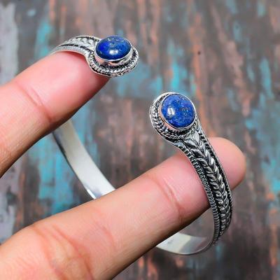 Lapis Lazuli Edelsteen Handgemaakte Sieraden 925 Sterling Zilveren Bangle Voor Vrouwen