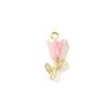 2 Pcs Enamel Tulip Flower Charms Micro Pave Clear Cubic Zirconia Brass 18K Gold Plated Pendants For DIY Necklace 13mm X 6mm