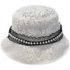 Spring and summer breathable retro pearl bucket hat women's breathable fashion versatile lace basin hat shopping sun hat versatile