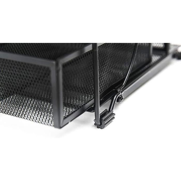 Organisateur De Bureau - Exerz - 3 Plateaux - Tiroir Coulissant - Métal Maillé - Noir Nouveau
