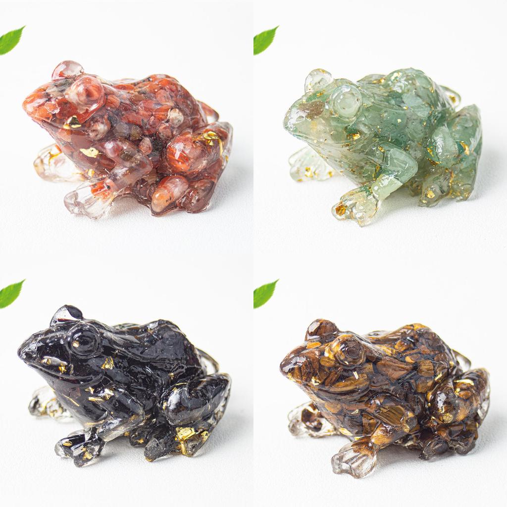 Crystal Resin Frog Aquarium Decor With Cute Design For Office Desk And Gift