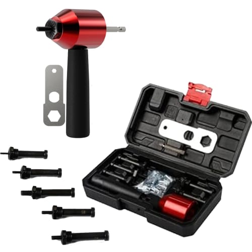 26-Piece Electric Riveter Tool, Compatible with M3, M4, M5, M6, and M8 Nut Gun Adapters, Electric Rivet Gun Adapter, Nut Riveter Tool for DIY Adhesion