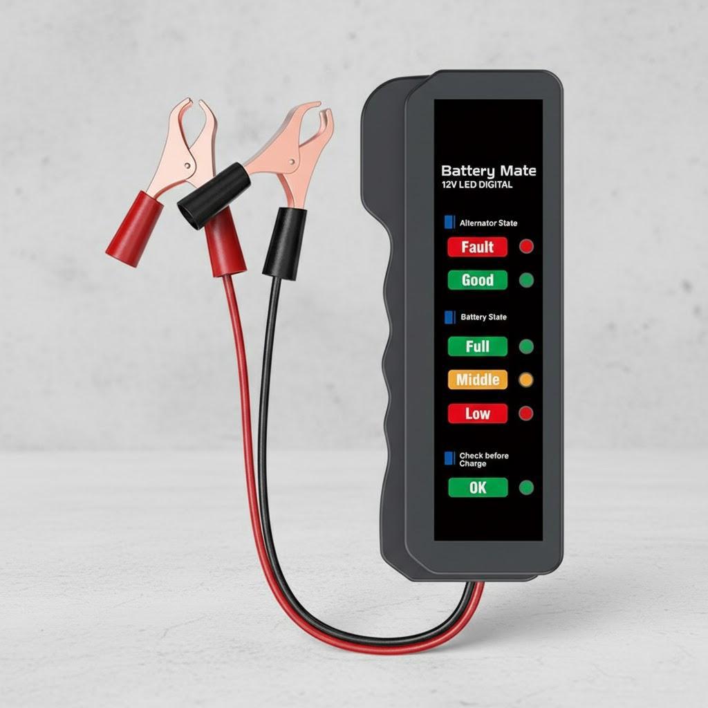

Mini 12V Car Battery Tester Diagnostic Tool for Vehicle and Motorcycle Alternator Check and 12 Volt Battery Analysis чёрный