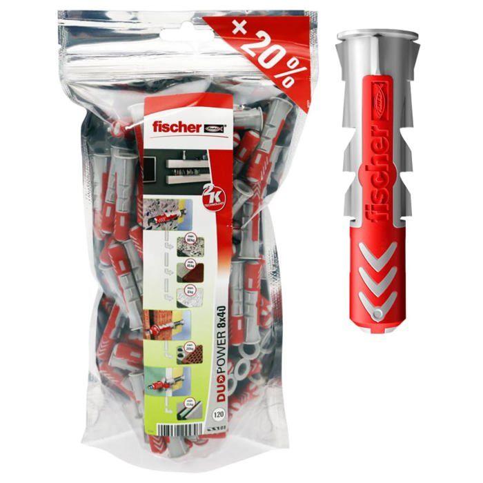 Chevilles - fischer - DuoPower 8x40 - Bi-matière - Multi-matériaux - 120 pièces