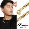 ROEN BLACK 6-Sided Double Curb Chain (Gold) Stainless Steel Necklace, 5.5mm Wide, 50cm, Men's, Suitable for Men with Metal Allergies