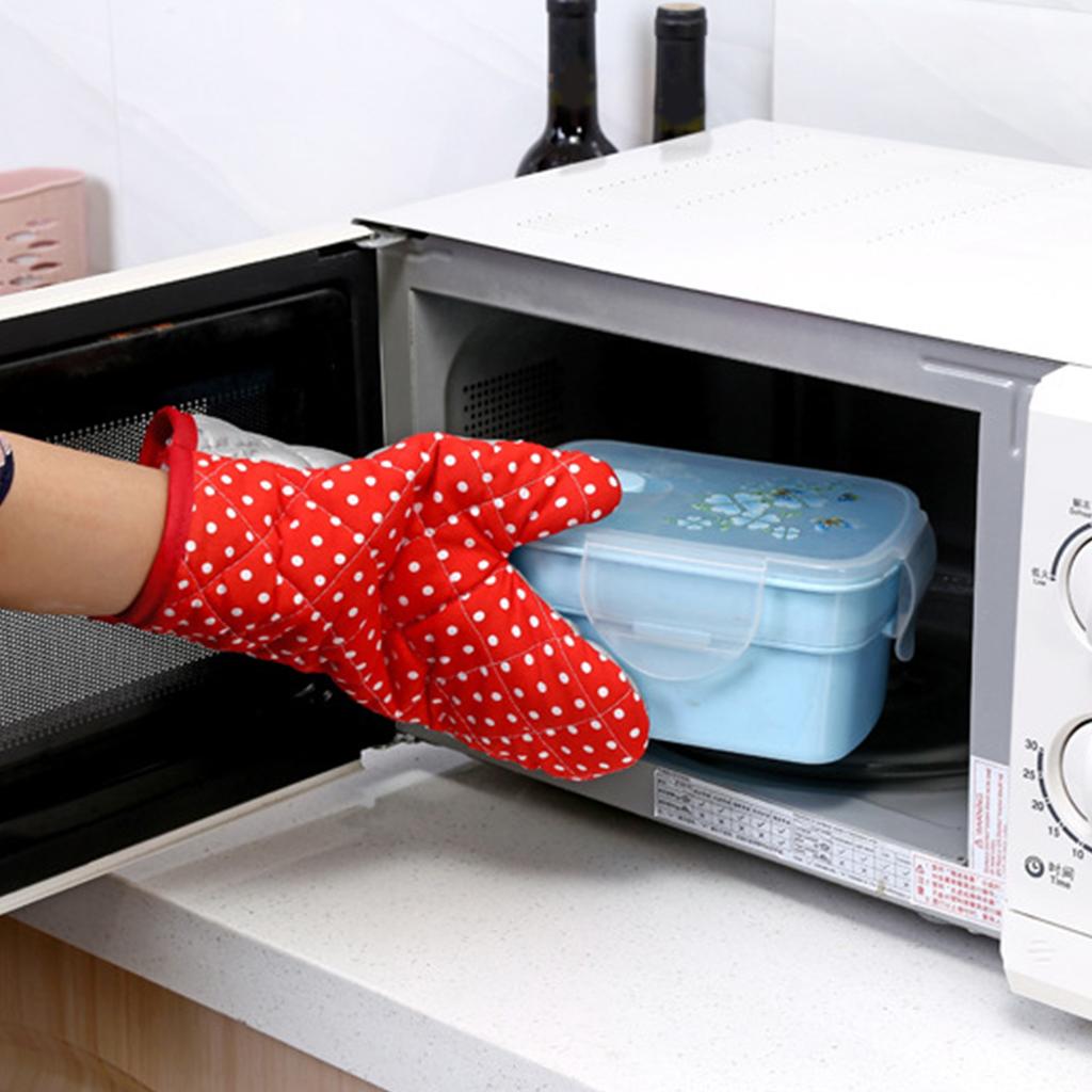 Oven Mitts Thickened Heat Resistant Hand Protection Comfortable Fit Baking Gloves for Microwave Kitchen Red