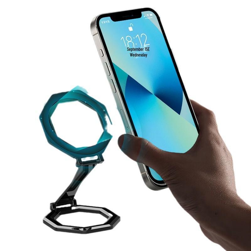 Dual-Sided Magnetic Phone Holder - Alloy Foldable Stand for Desktop & Car