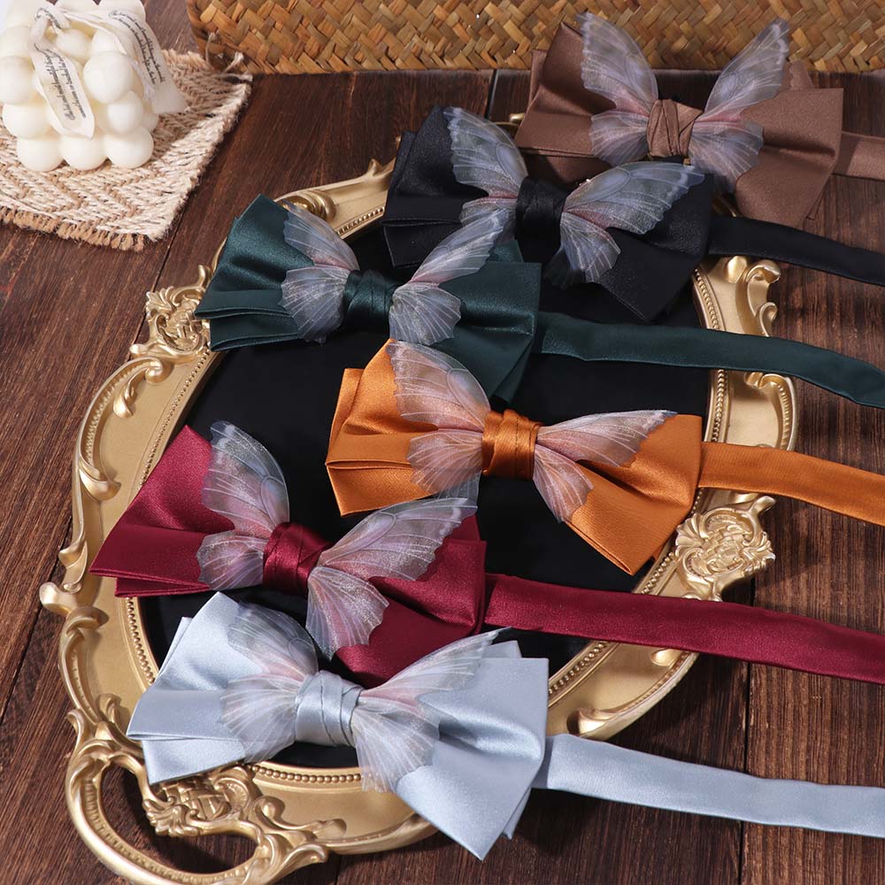 Solid Color Men Necktie Adjustable Bridegroom Groomsman Cravat Fashion Butterfly Bow Tie  Banquet