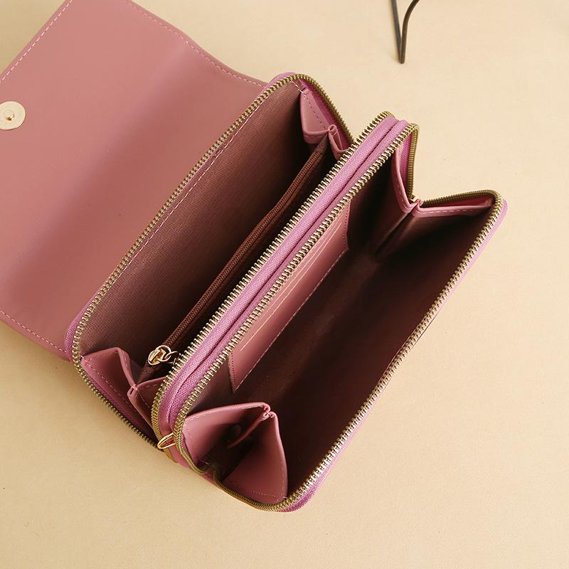 Urban Minimalist Women's Crossbody Wallet Bag with Card Slots & Phone Compartment