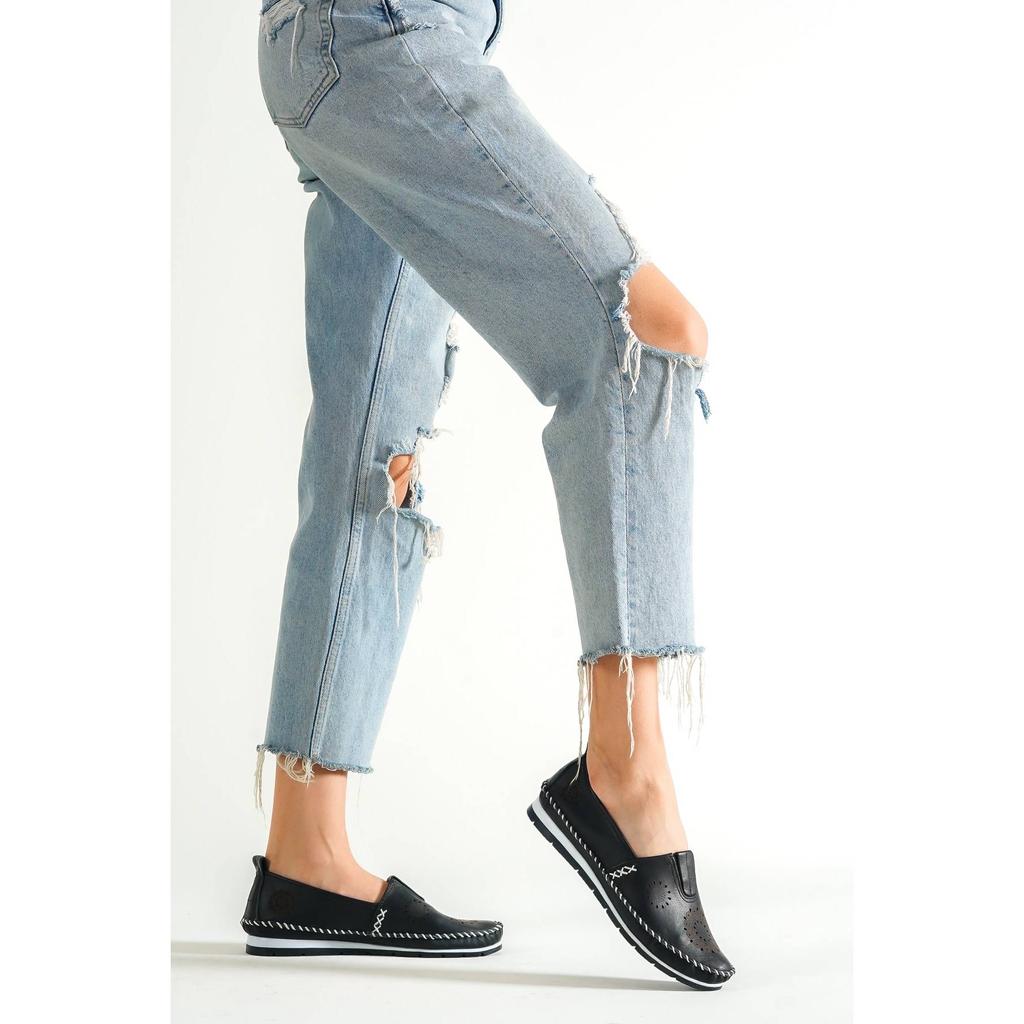 Damenmode Echtleder New Beige Leder Flats Freizeitschuhe