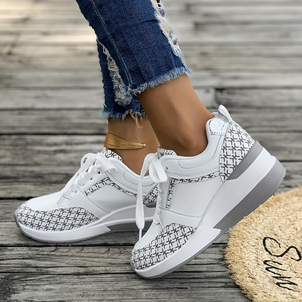 

Женские кроссовки Новая мода Шнуровка Дышащие уличные кроссовки Женская платформа Повседневная дизайнерская обувь для женщин Zapatos De Mujer 43 белый