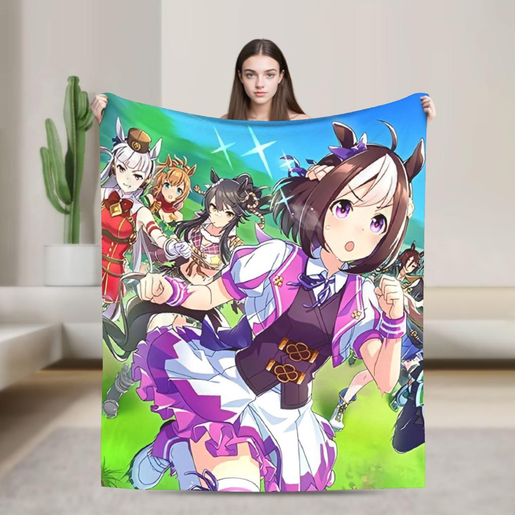 Umamusume Pretty Derby Anime Blankets Lovely Flannel Funny Breathable Throw Blanket for Home Winter
