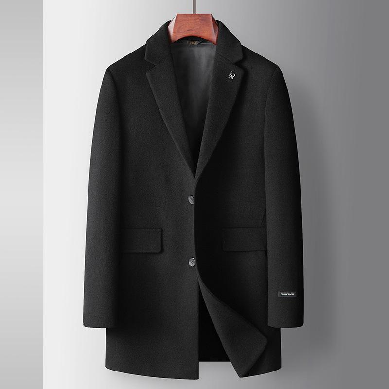 Autumn and Winter Handmade Double-sided Woolen Coat Middle-aged and Young Business Leisure Medium and Long Woolen Trench Coat